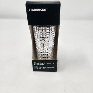 Starbucks Cold Cup Ornament Tumbler Keychain Studded Silver